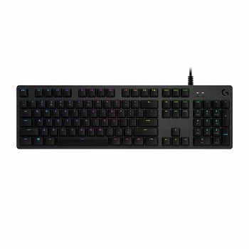 Tipkovnica LOGITECH Gaming G512 Carbon, RGB, mehanička, GX Brown Tactile, US layout, crna