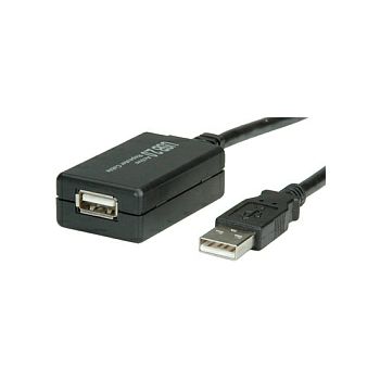 Roline VALUE USB2.0 aktivni produžni kabel sa ponavljačem, 12m, crni