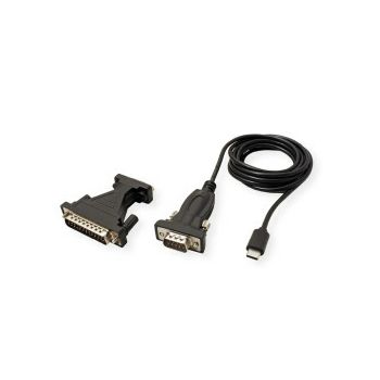 Roline VALUE adapter/kabel USB-C na RS232, crni, 1.8m