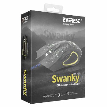 Miš RAMPAGE EVEREST SM-790 Swanky, žičani, 3200 DPI, crni