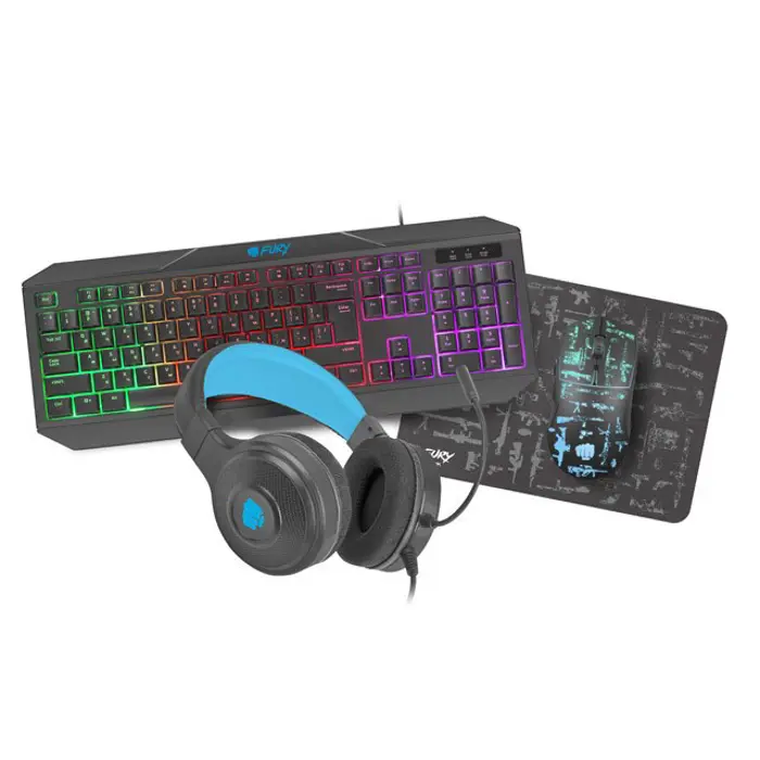 4IN1 FURY THUNDERSTREAK 3.0 GAMING SET KEYBOARD+MOUSE+HEADPHONES+PAD RU LAYOUT