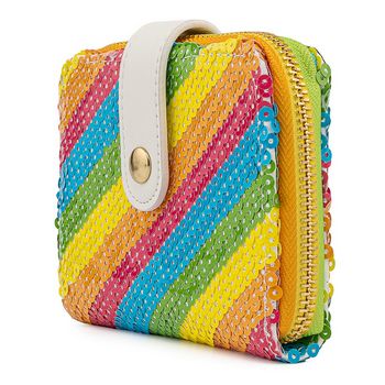 LOUNGEFLY DISNEY SEQUIN RAINBOW ZIP AROUND WALLET - 671803372481