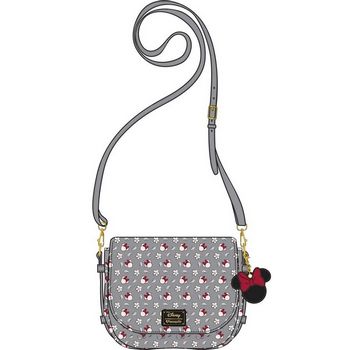 LOUNGEFLY DISNEY MINNIE SM GRAY AOP XBODY BAG - 671803188617