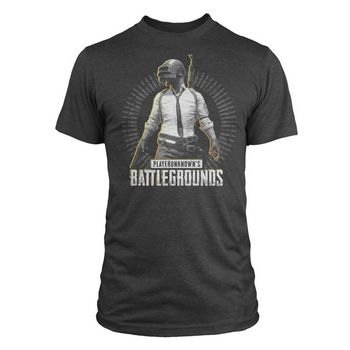 JINX T-SHIRT PUBG LEVEL 3 PREMIUM TEE-LARGE-CHARCOAL HEATHER - 889343106101