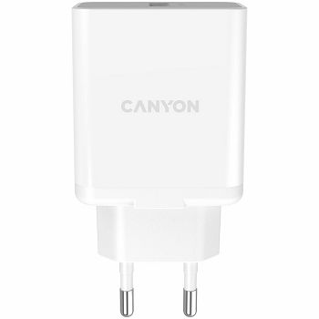 Canyon, Wall charger with 1*USB, QC3.0 24W, Input: 100V-240V, Output: DC 5V/3A,9V/2.67A,12V/2A, Eu plug, Over-load,  over-heated, over-current and short circuit protection, CE, RoHS ,ERP. Size:89*46*2