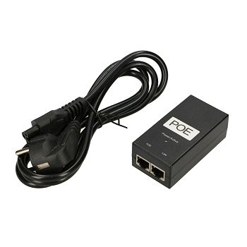 Extralink POE-48-24W-G adapter with included AC cable.