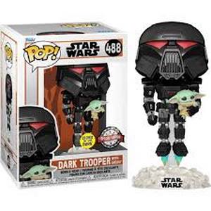 FUNKO POP STAR WARS: THE MANDALORIAN DARK TROOPER WITH GROGU - 889698582865