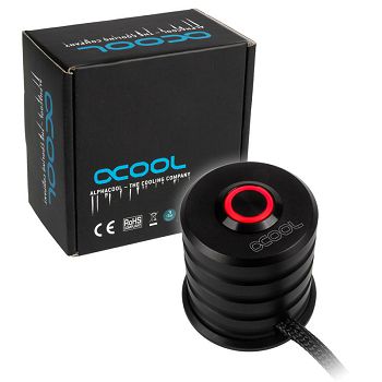 Alphacool power button with button 19mm red illuminated - Deep Black 17434