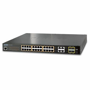 Planet L2 24-Port GbE HP PoE 4 Gig TP SFP Mngd Switch (440W)