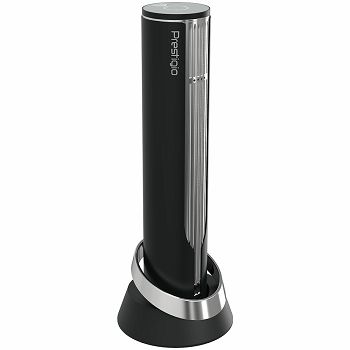 Prestigio Maggiore, smart wine opener, 100% automatic, opens up to 70 bottles without recharging, foil cutter included, premium design, 480mAh battery, Dimensions D 48*H228mm, black + silver color.