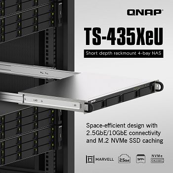 QNAP NAS server 1U rack short, 4GB ram, 10Gb network