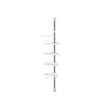 SONGMICS Corner Shelf with Shelves for Bathrooms, White Silver Color, 95-300 cm