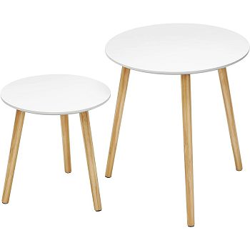 SONGMICS Table 2X for living room 45 x 50 x 45cm white, LET07WN