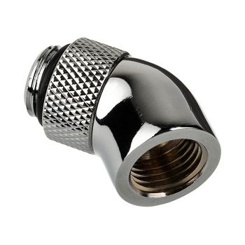 Alphacool Eiszapfen Adapter 45 Grad G1/4 Zoll AG auf G1/4 Zoll IG - drehbar, chrome silber 17247