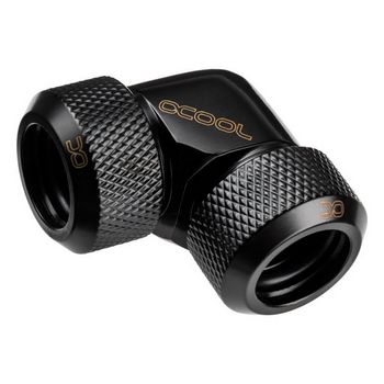 Alphacool Eiszapfen 13mm Hardtube screw-on nozzle 90 degree L-connector acrylic brass tubes - black 17444