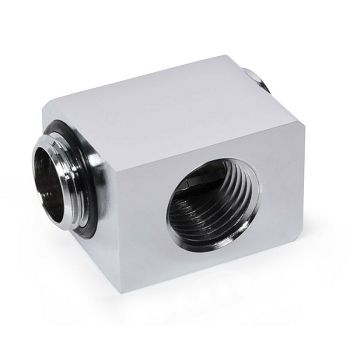 Alphacool Low Profile Adapter 90 Grad G1/4 Zoll AG auf G1/4 Zoll IG - drehbar - Chrome 17584