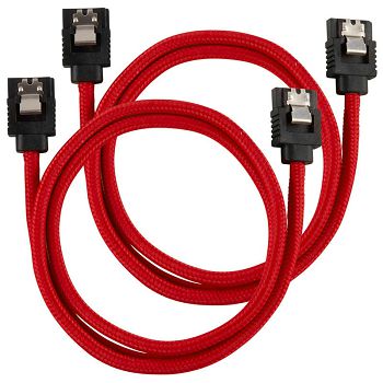 Corsair Premium Sleeved SATA-Kabel, rot 60cm - 2er Pack CC-8900254