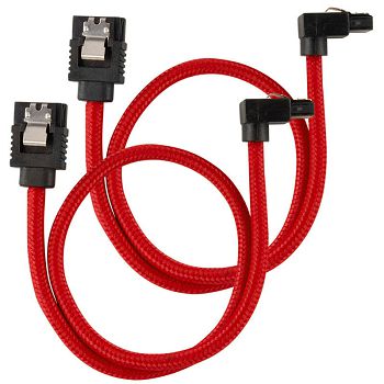 Corsair Premium Sleeved SATA-Kabel gewinkelt, rot 30cm - 2er Pack CC-8900280