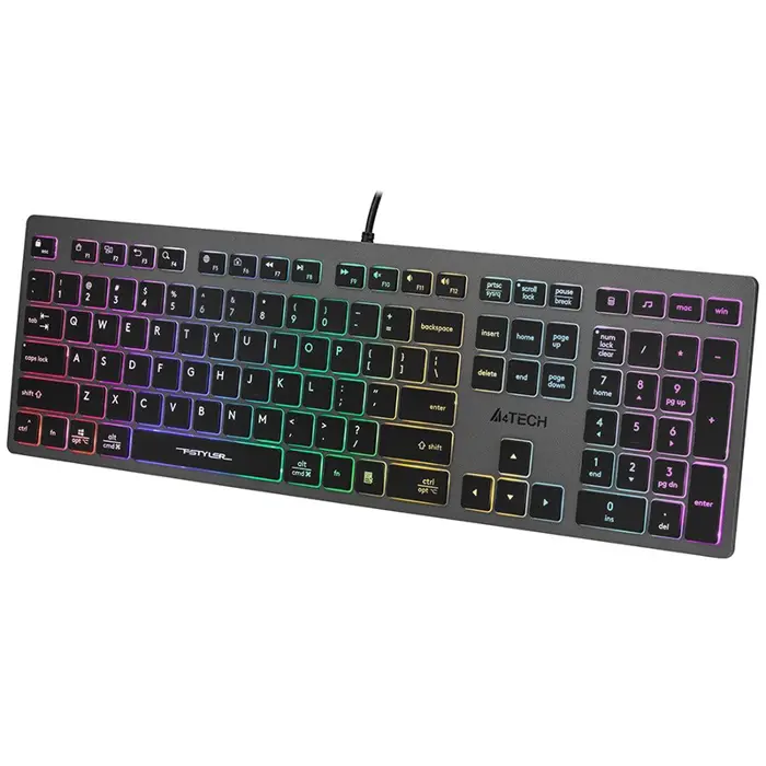 A4Tech FSTYLER FX60H (Neon Backlit) keyboard USB QWERTY Black, Grey