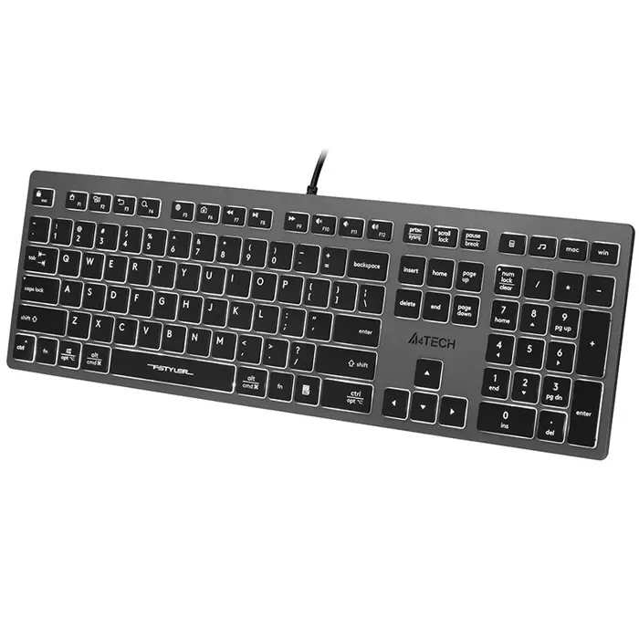 A4Tech FSTYLER FX60H (White Backlit) keyboard USB QWERTY Black, Grey