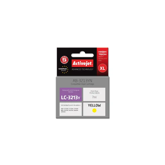 Activejet AB-3213YN Ink cartridge (replacement for Brother LC3213Y; Supreme; 7 ml; yellow)