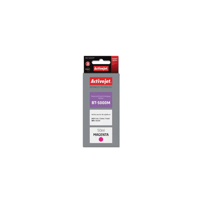 Activejet AB-5000M Ink Bottle (Replacement for Brother BT-5000M; Supreme; 50 ml; magenta)