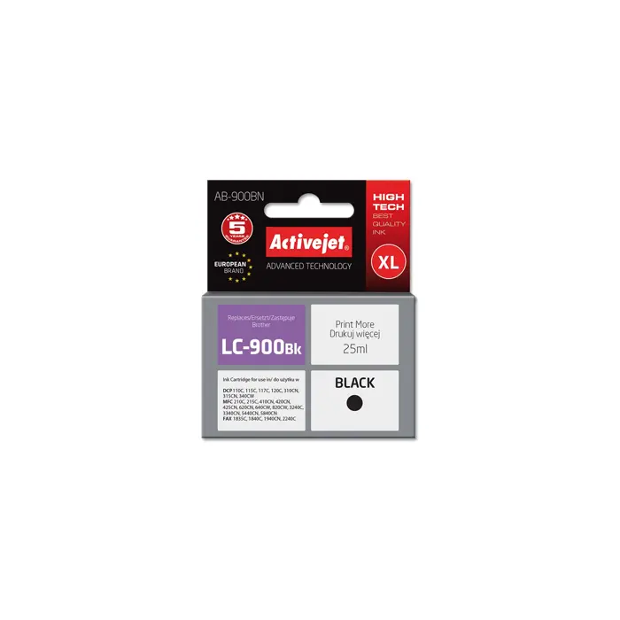 Activejet AB-900BN Ink (replacement for Brother LC900Bk; Supreme; 25 ml; black)