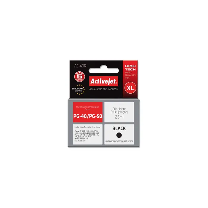 Activejet AC-40R Ink cartridge (replacement for Canon PG-40; Premium; 25 ml; black)