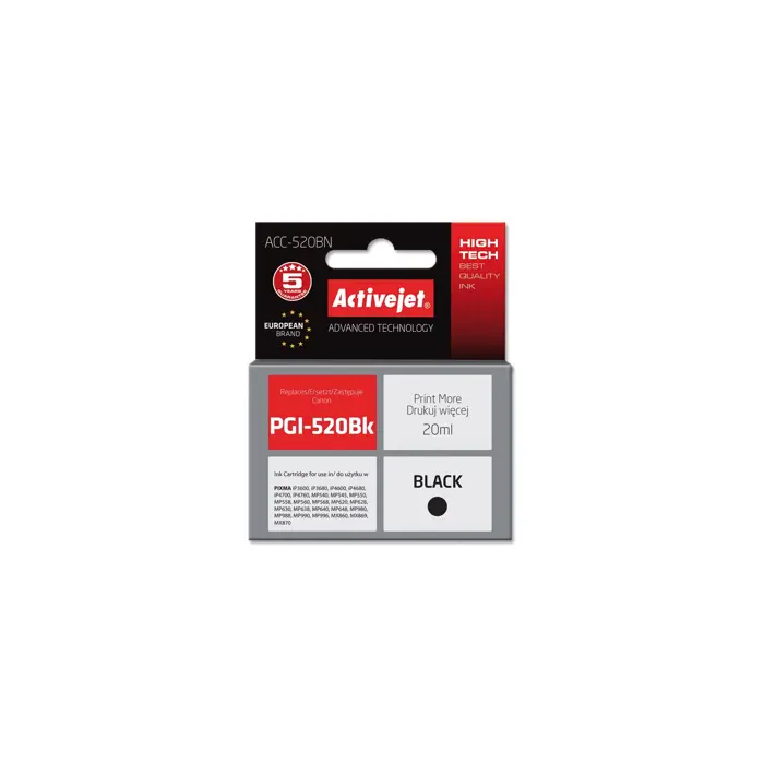 Activejet ACC-520BN Ink cartridge (replacement for Canon PGI-520BK; Supreme; 20 ml; black)