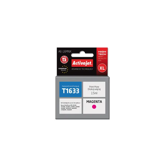 Activejet AE-16MNX Ink cartridge (replacement for Epson 16XL T1633; Supreme; 15 ml; magenta)