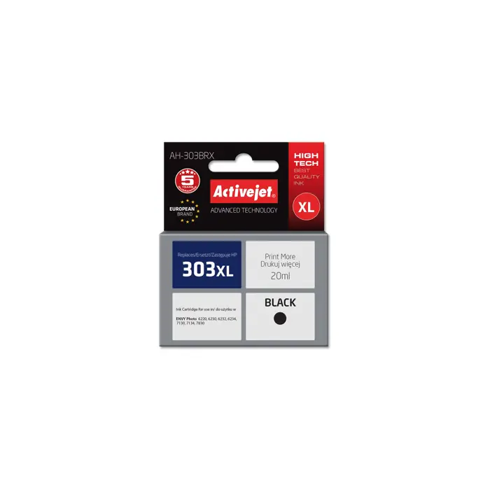 Activejet AH-303BRX Ink Cartridge (replacement for HP 303XL T6N04AE; Premium; 20ml; black)