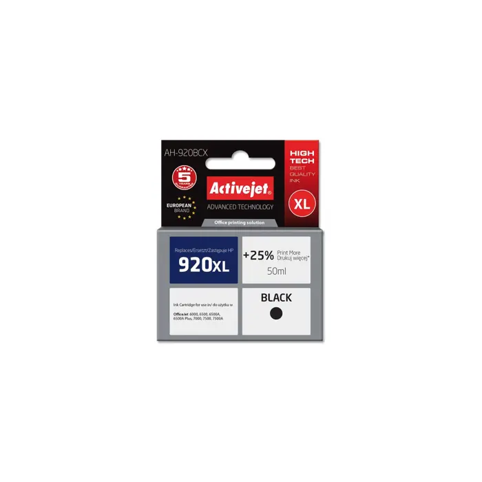 Activejet AH-920BCX Ink Cartridge (replacement for HP 920XL CD975AE; Premium; 50 ml; black)