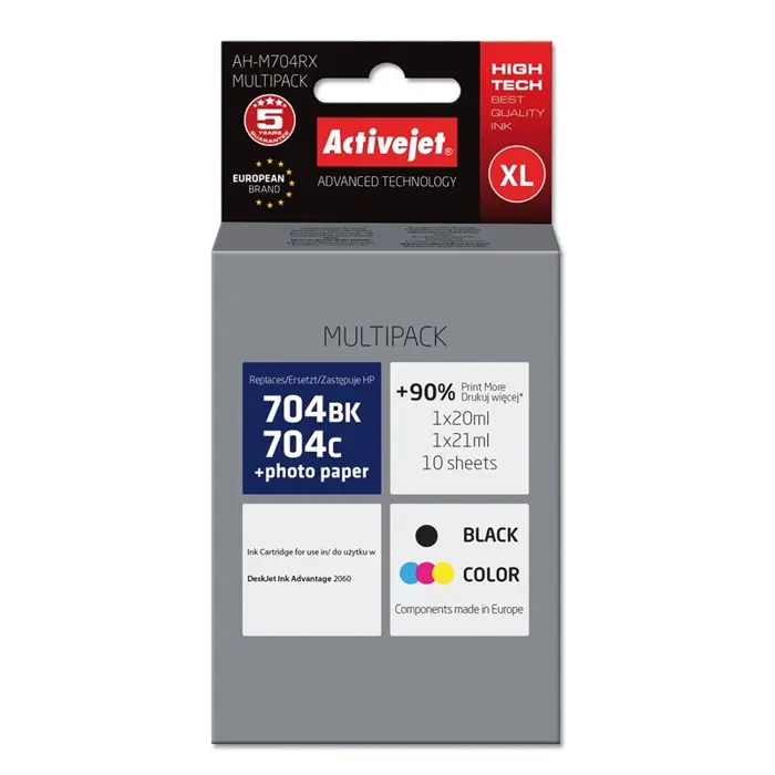 Activejet AH-M704RX ink (replacement for HP 704 CN692AE, CN693AE; Premium; 1 x 20 ml, 1 x 21 ml; black, color)