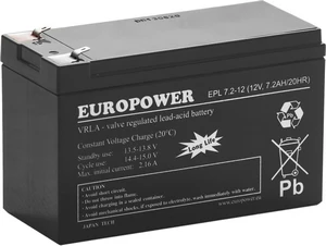 AGM battery EUROPOWER EPL series 12V 7.2Ah T1