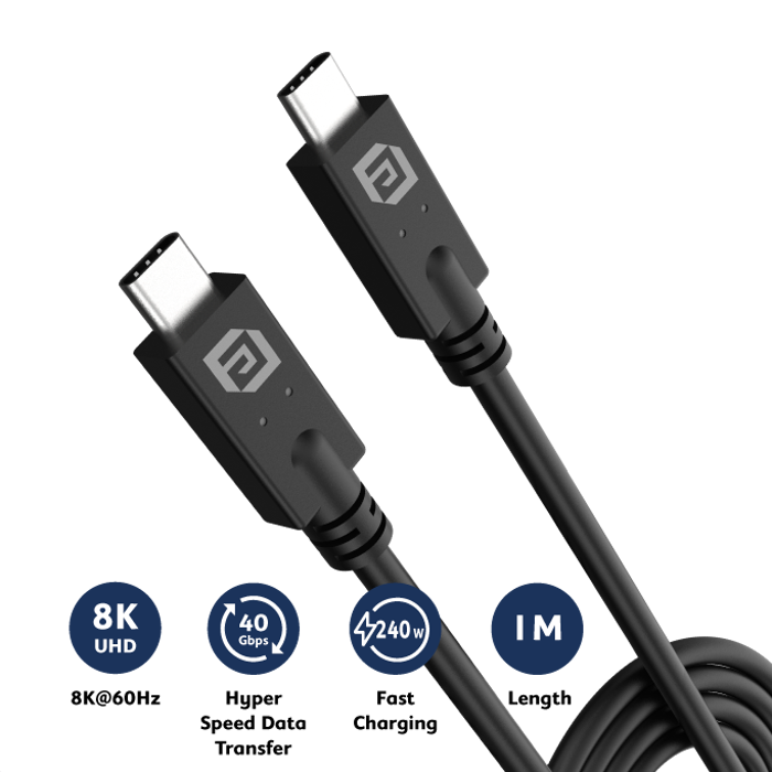 Akasa USB Type-C to Type-C Cable - 8K, 40 Gbit/s, Power Delivery-AK-CBUB67-10BK