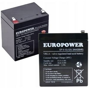 EUROPOWER EP Series AGM Battery 12V 5Ah T1 (Service Life 6-9 Years)