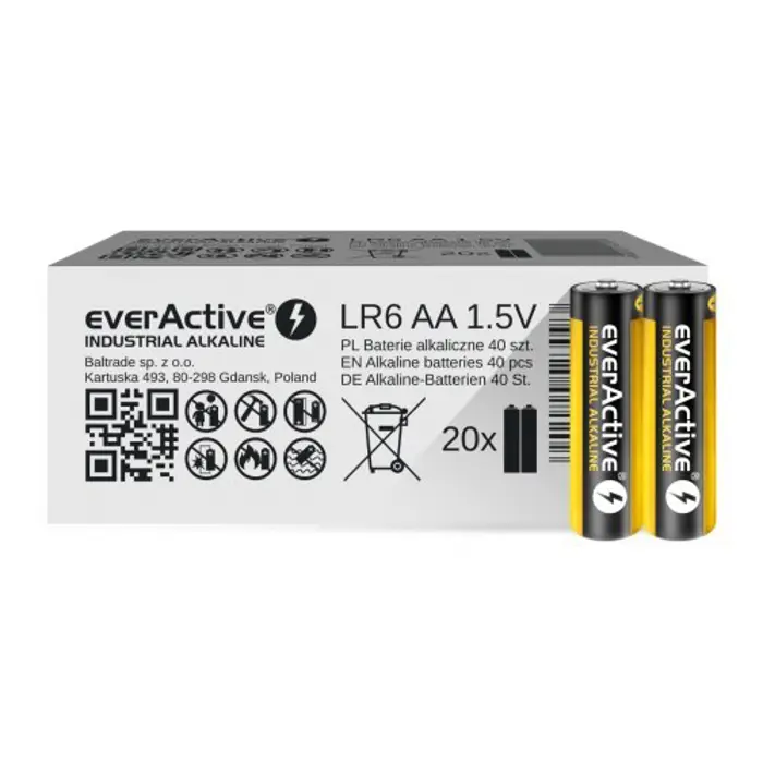 Alkaline batteries everActive Industrial Alkaline LR6 AA  - carton box 40 pcs