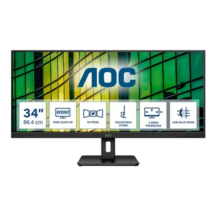 AOC U34E2M computer monitor 86.4 cm (34") 3440 x 1440 pixels Wide Quad HD Black