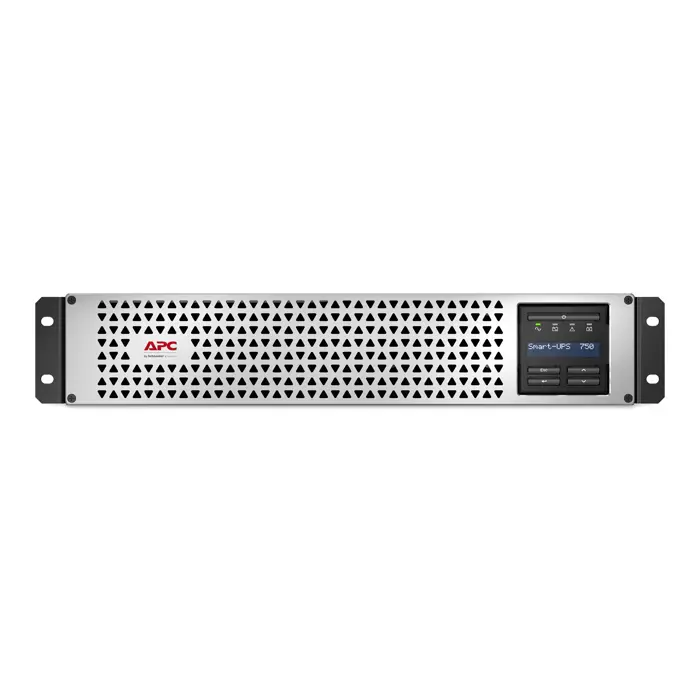 APC Smart-UPS, Line Interactive, 750VA, Lithium-ion, Rack/Tower, 2U, 230V, 6x IEC C13 outlets, SmartConnect Port+SmartSlot, Short Depth, AVR, LCD