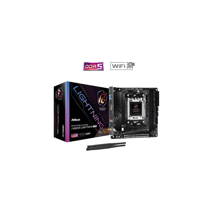 Asrock A620I LIGHTNING WIFI, DDR5, Mini-ITX