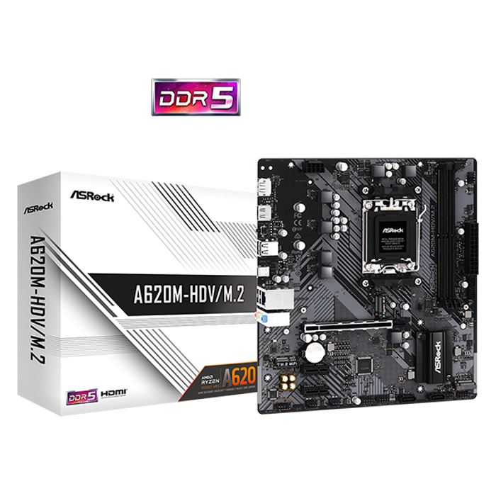 ASRock A620M-HDV/M.2, S.AM5 2x DDR5/6400(OC), PCIe 4.0, HDMI/DP, USB-C, mATX