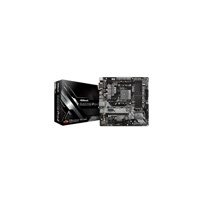 ASRock B450M PRO4 R2.0 Mainboard - B450-Chipsatz, Sockel AM4, DDR4-90-MXBEG0-A0UAYZ