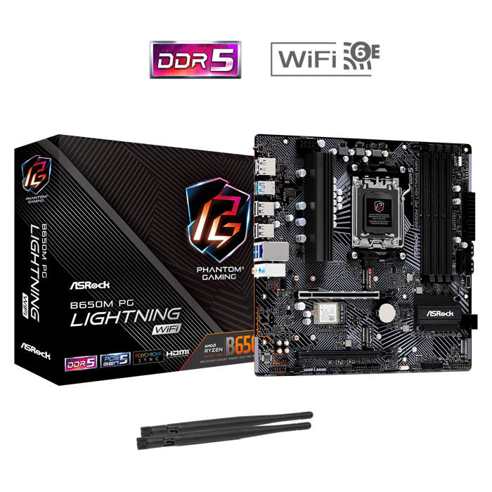 Asrock B650M PG LIGHTNING WIFI, DDR5, Socket AM5