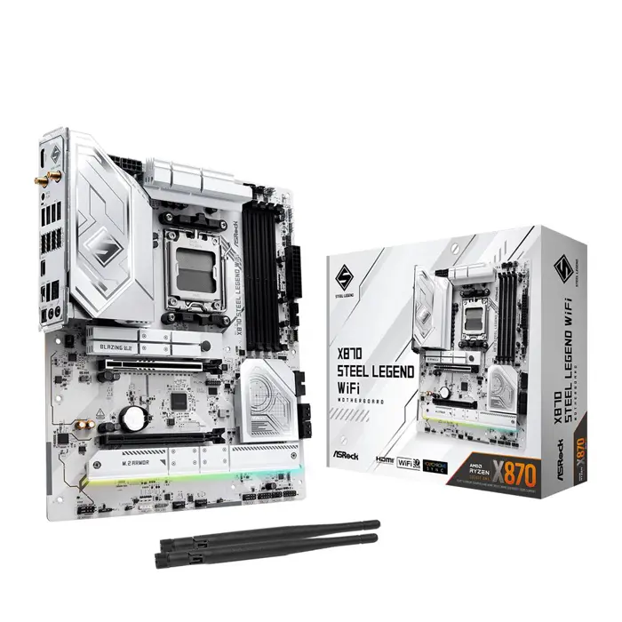 ASRock X870 Steel Legend WiFi, AMD X870 Mainboard - Sockel AM5, DDR5-90-MXBPJ0-A0UAYZ