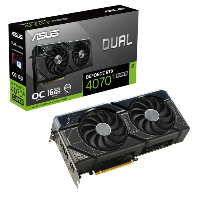 ASUS Dual GeForce RTX 4070 Ti SUPER, DUAL-RTX4070TIS-16G, 16GB GDDR6X, HDMI, 3x DP-90YV0KF4-M0NA00