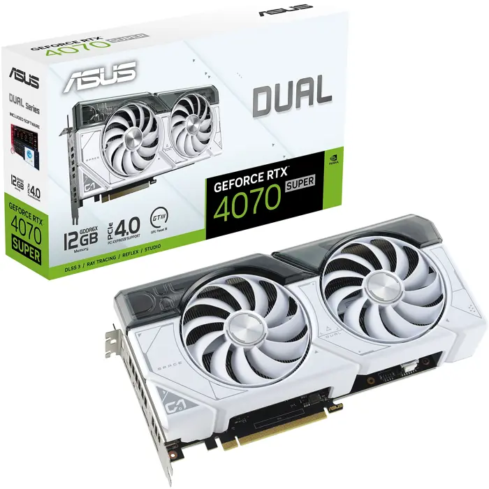 ASUS GeForce RTX 4070 Super Dual 12G White, 12288 MB GDDR6X-90YV0K85-M0NA00