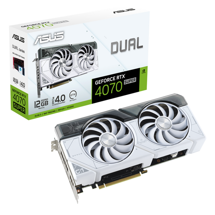 ASUS GeForce RTX 4070 Super Dual O12G White, 12288 MB GDDR6X-90YV0K84-M0NA00