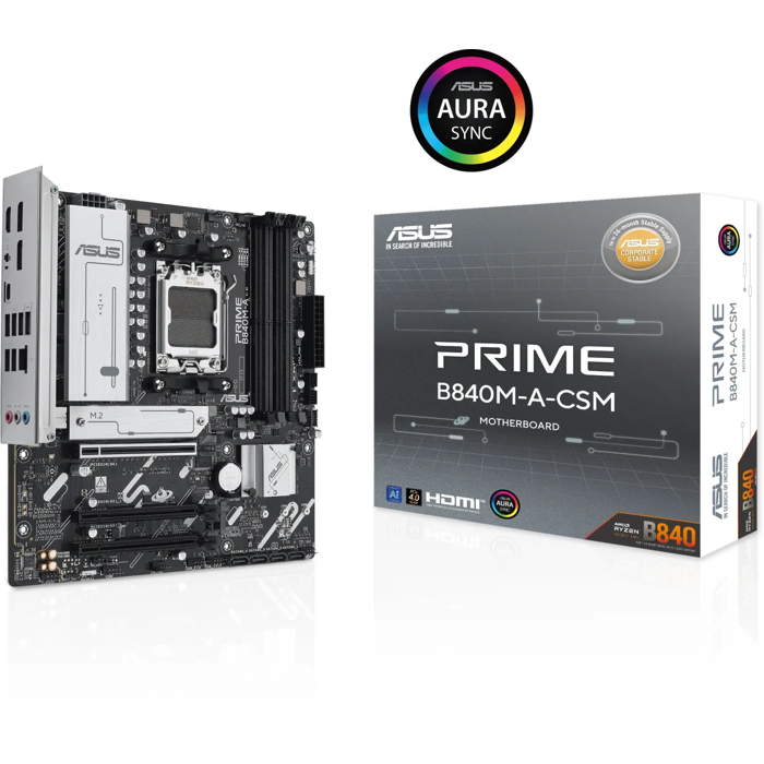 Asus Prime B840M-A-CSM, DDR5, SATA3, USB3.2GEN2, DP, 2.5GBE, AM5 MATX