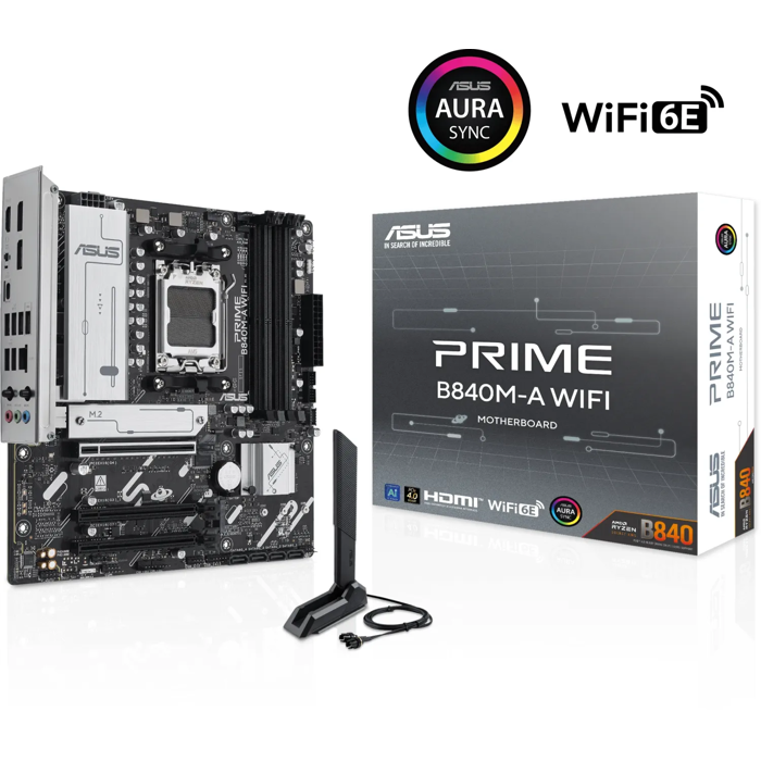 Asus Prime B840M WIFI, DDR5, SATA3, USB3.2GEN2, DP, 2.5GBE, WIFI 6E, AM5 MATX