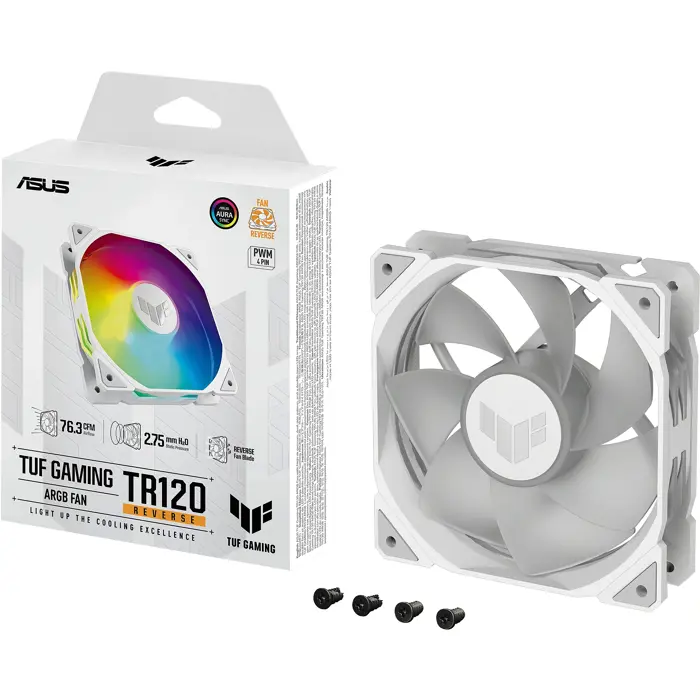 ASUS TUF Gaming TR120 Reverse, PWM ARGB Lüfter - 120mm, weiß-90DA00D3-B09000